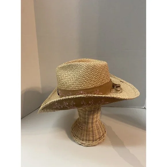 Bullhide Because Of You Western Cowboy Straw Hat Size L Natural 3.5” Brim - Picture 4 of 8